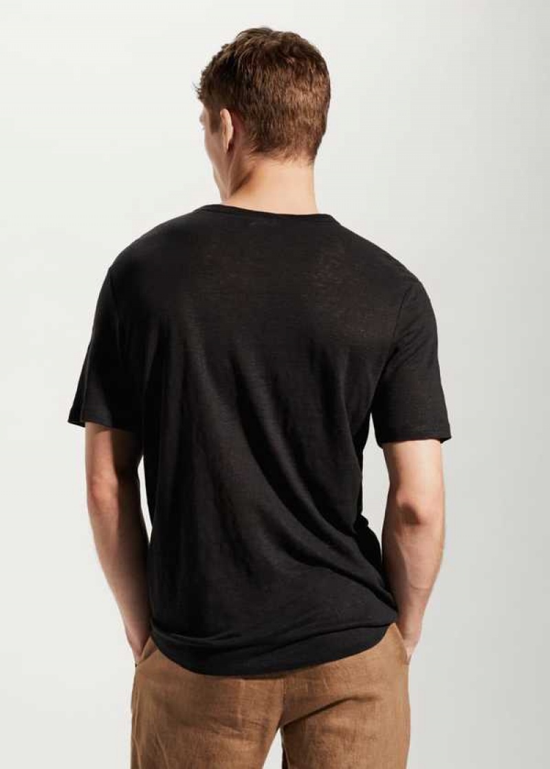 Mango 100% Linen Henley T-shirt | MNG-21580