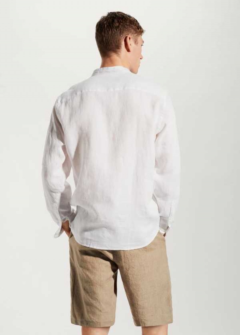 Mango 100% Linen Mao Collar Shirt | MNG-22023