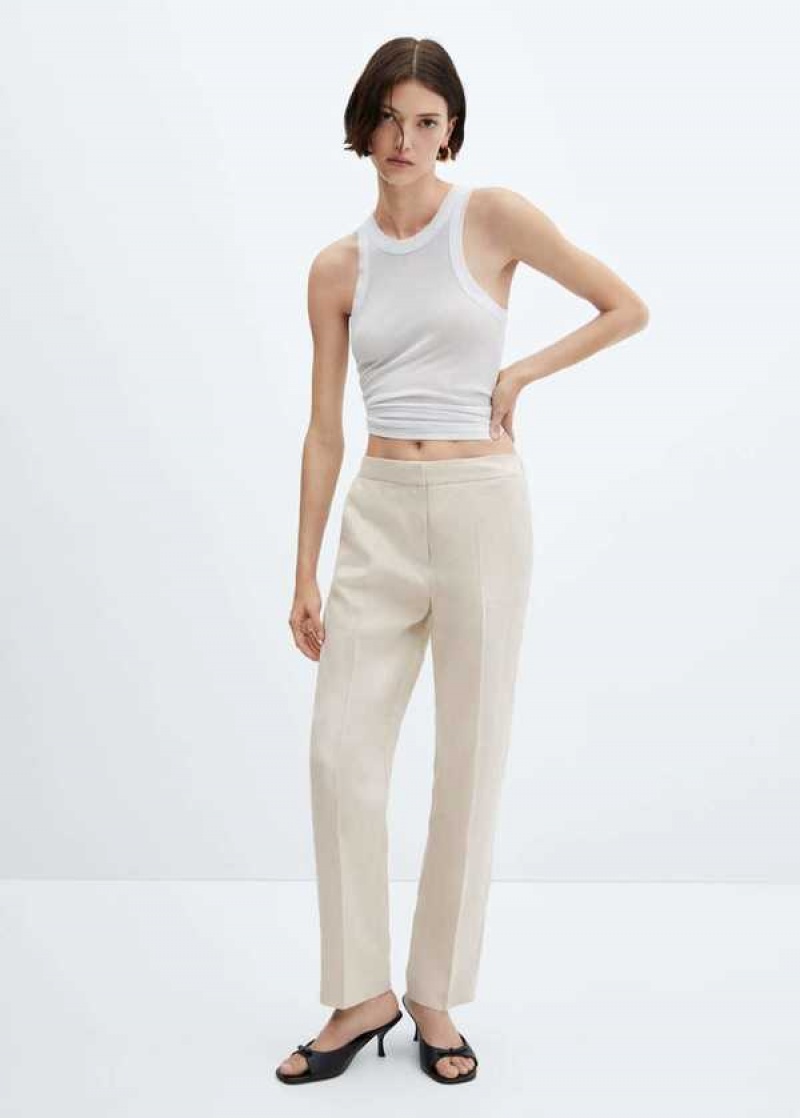 Mango 100% Linen Rovný Pants | MNG-24572