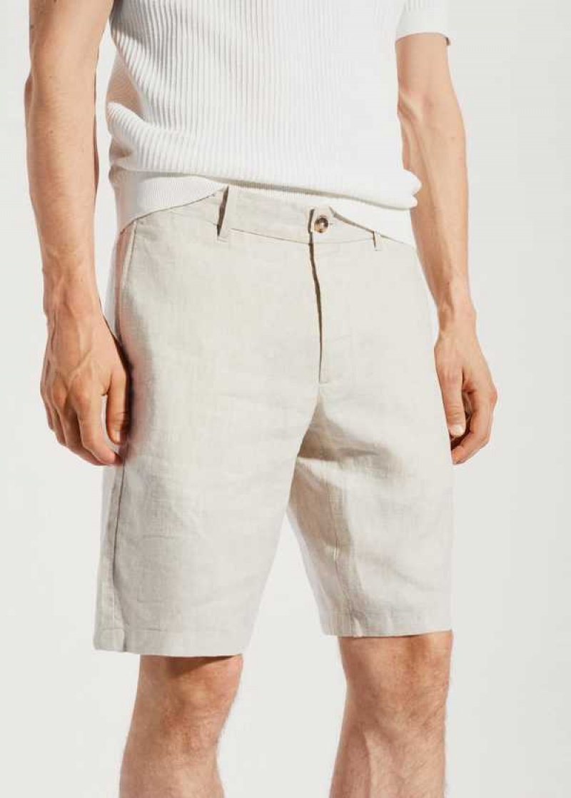 Mango 100% Linen Shorts | MNG-22417