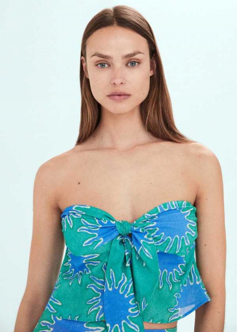 Mango Bandeau Top With Knot Print | MNG-24789