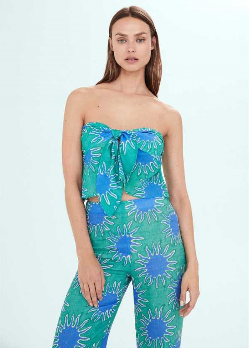 Mango Bandeau Top With Knot Print | MNG-24789