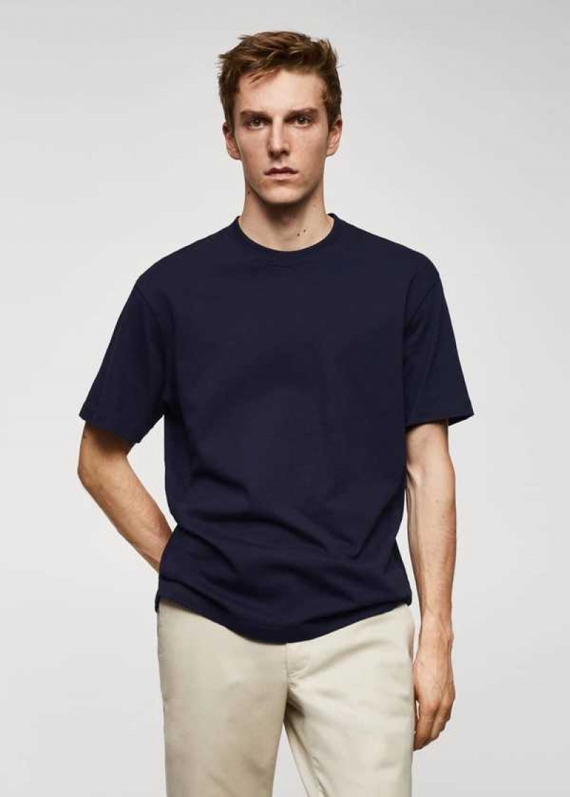 Mango Basic 100% Bavlněné Relaxed-fit T-shirt | MNG-21707