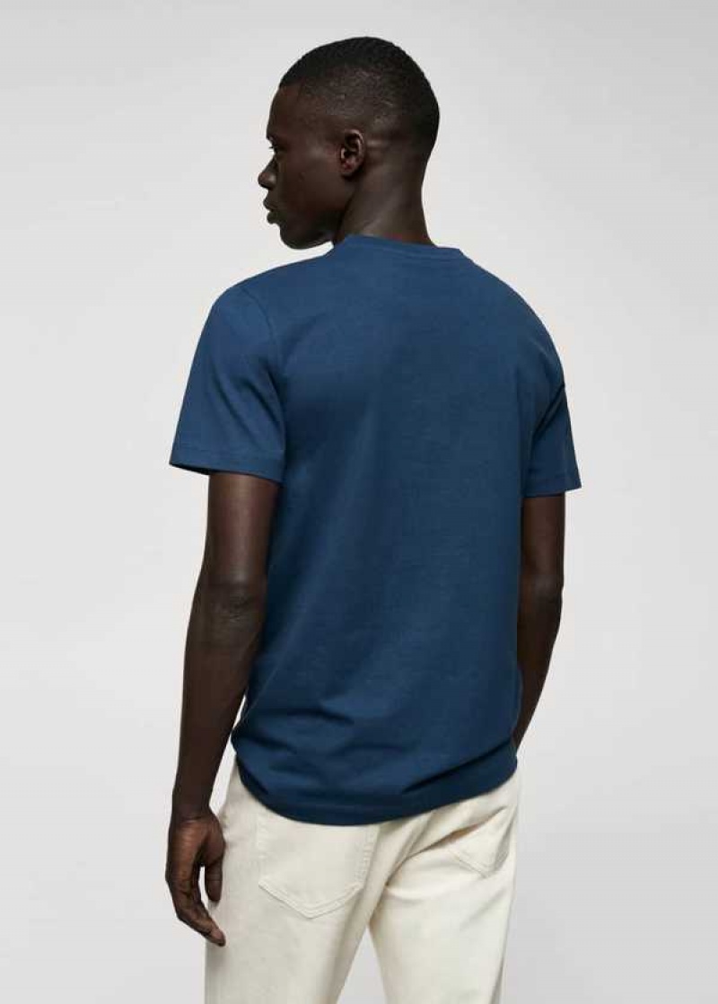 Mango Basic Bavlněné V-neck T-shirt | MNG-21555