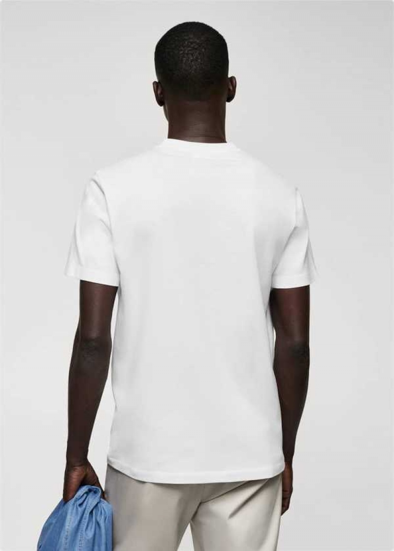 Mango Basic Bavlněné V-neck T-shirt | MNG-21568