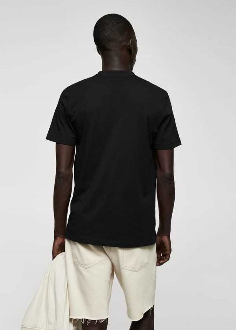 Mango Basic Bavlněné V-neck T-shirt | MNG-21572