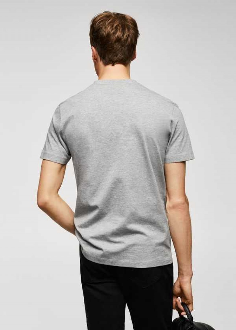 Mango Basic Bavlněné V-neck T-shirt | MNG-21596