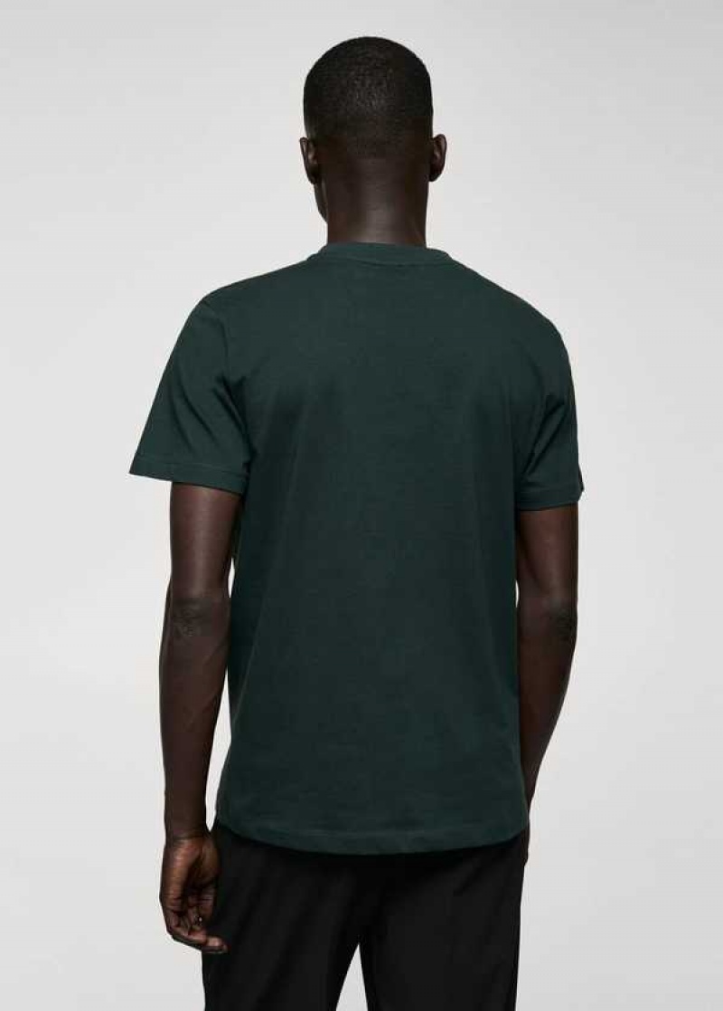 Mango Basic Bavlněné V-neck T-shirt | MNG-21591