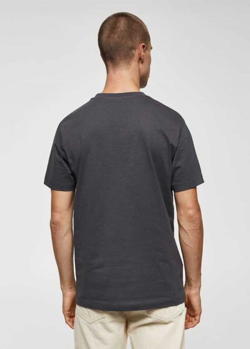 Mango Basic Bavlněné V-neck T-shirt | MNG-21727