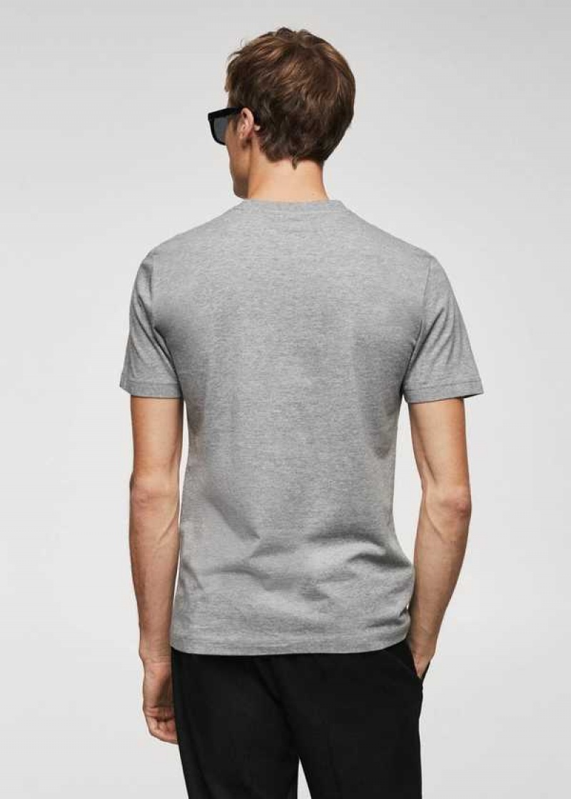 Mango Basic Bavlněné V-neck T-shirt | MNG-21726