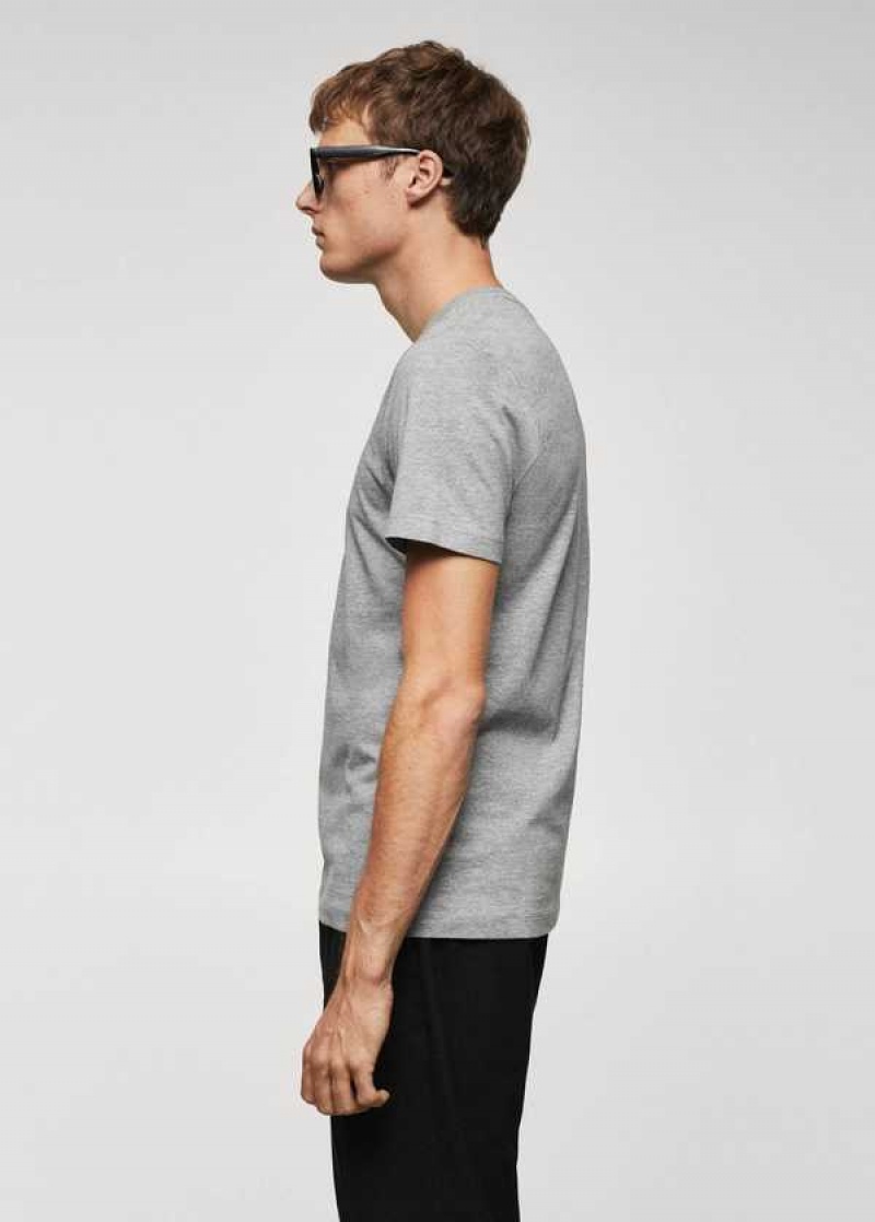 Mango Basic Bavlněné V-neck T-shirt | MNG-21726