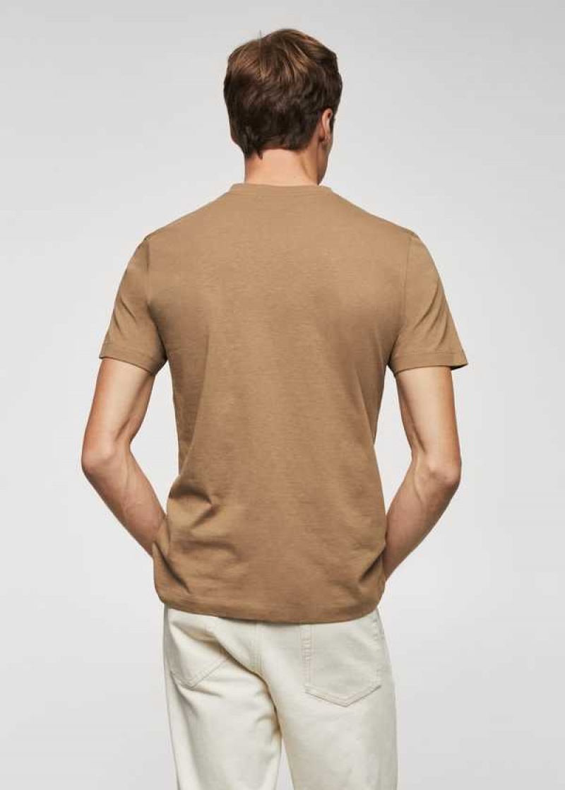 Mango Basic Bavlněné V-neck T-shirt | MNG-21725