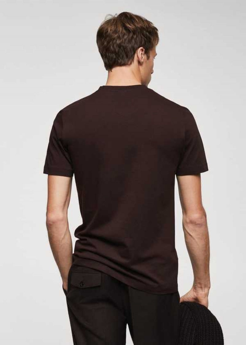 Mango Basic Bavlněné V-neck T-shirt | MNG-21723