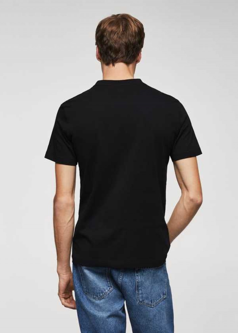 Mango Basic Bavlněné V-neck T-shirt | MNG-21721