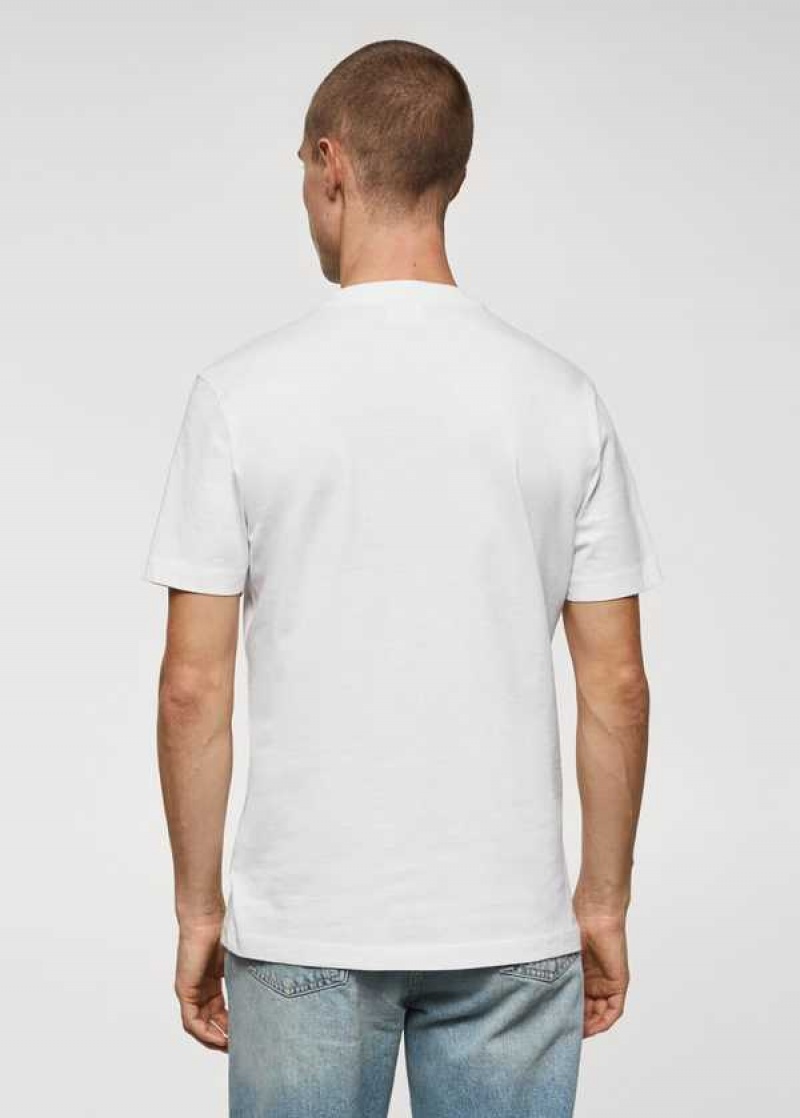 Mango Basic Bavlněné V-neck T-shirt | MNG-21720