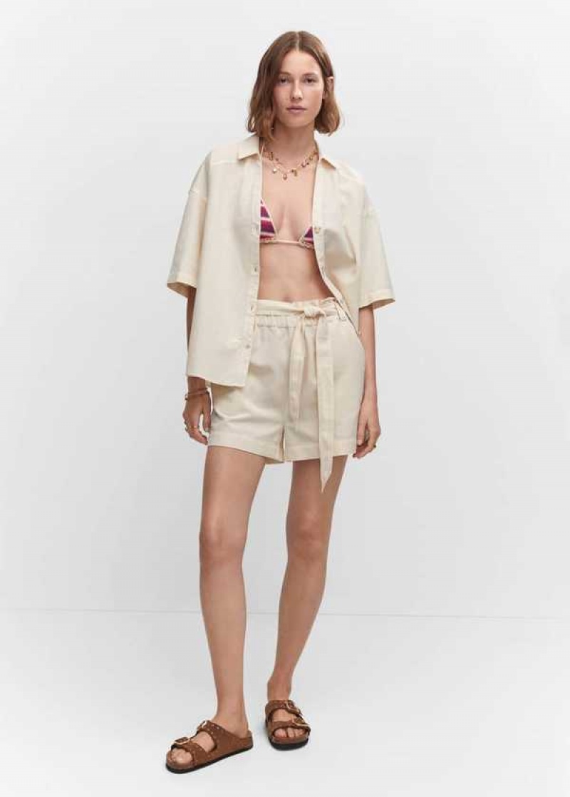 Mango Bavlněné Linen Shorts | MNG-24623