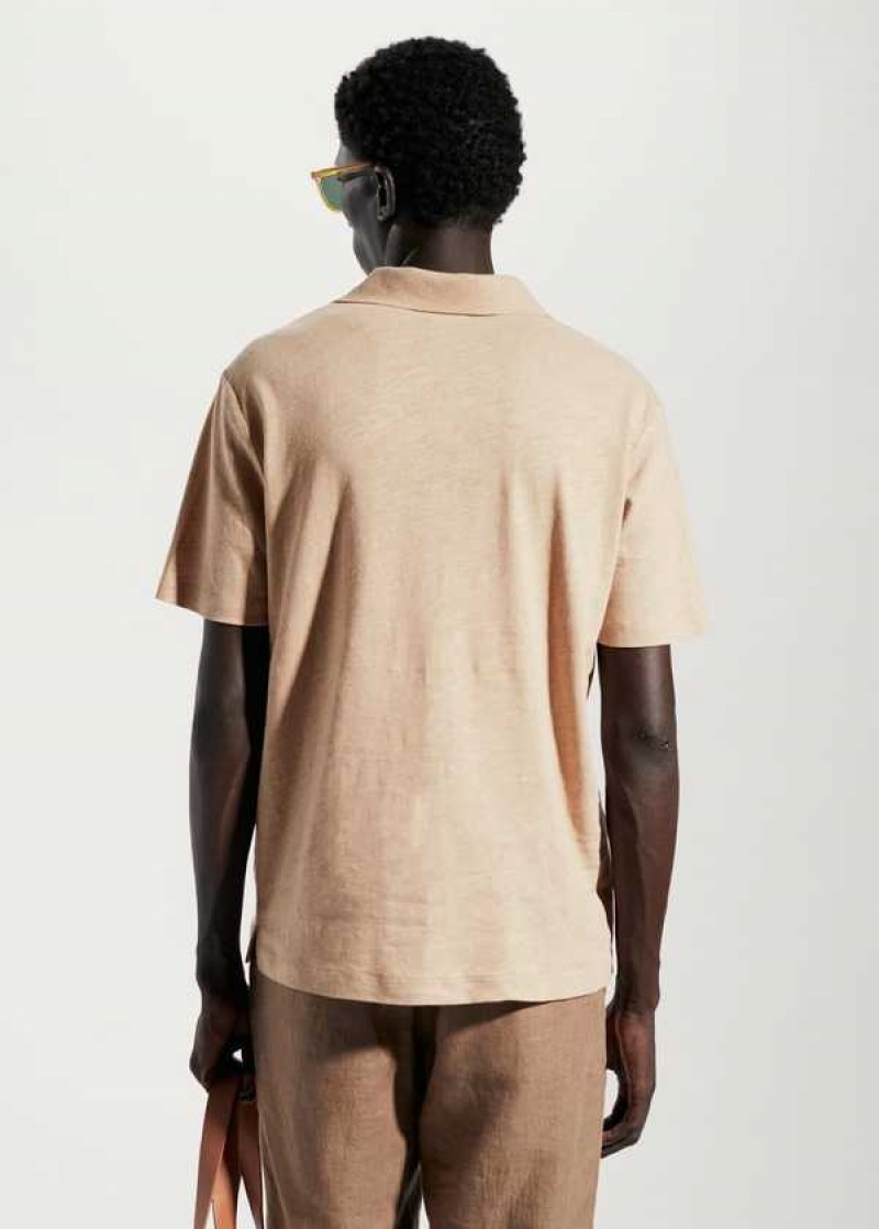 Mango Bavlněné Linen Slim-fit Polo Shirt | MNG-21525