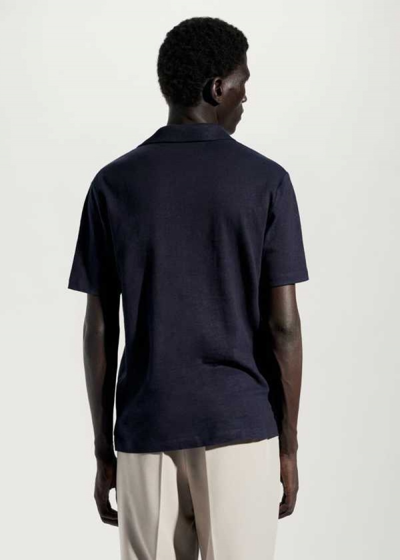 Mango Bavlněné Linen Slim-fit Polo Shirt | MNG-21493