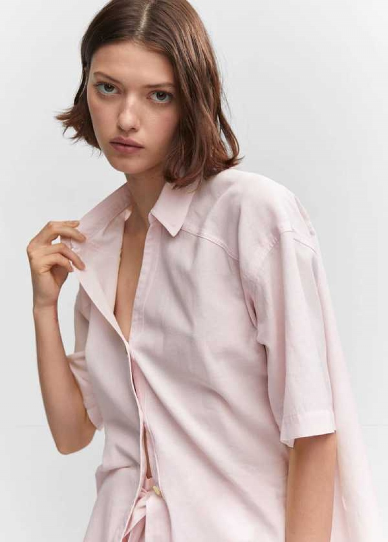 Mango Bavlněné Linen-blend Shirt | MNG-25249