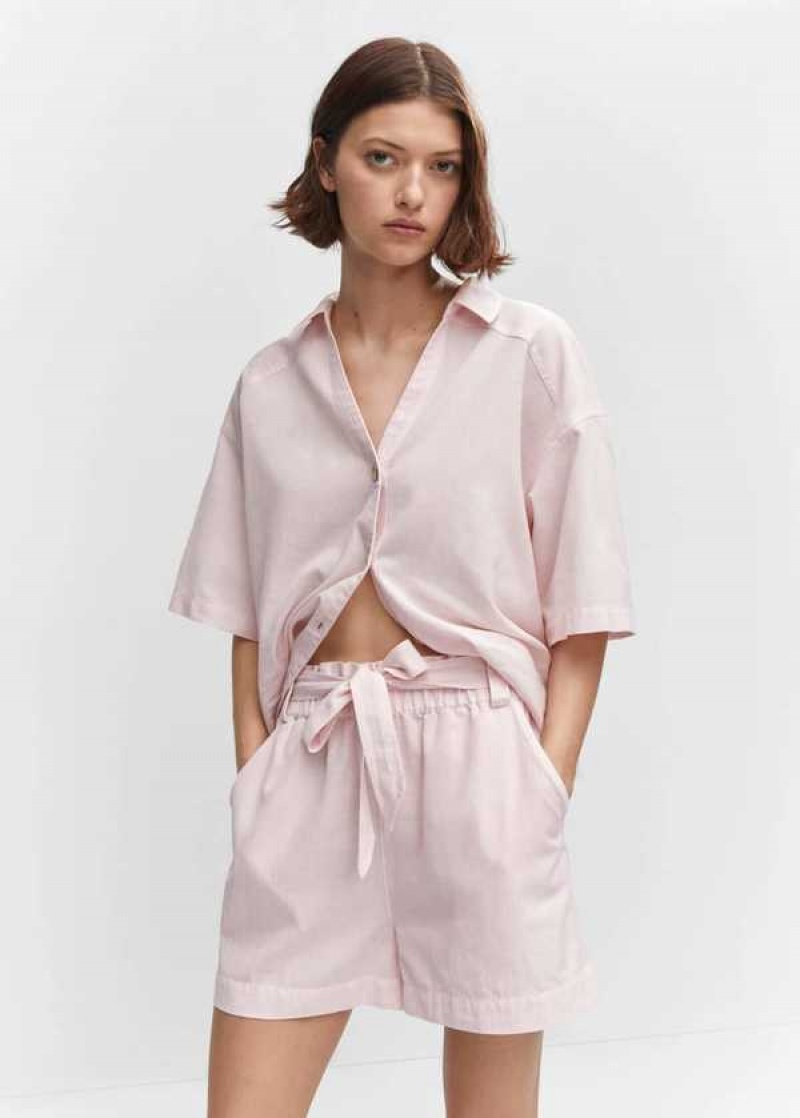 Mango Bavlněné Linen-blend Shirt | MNG-25249