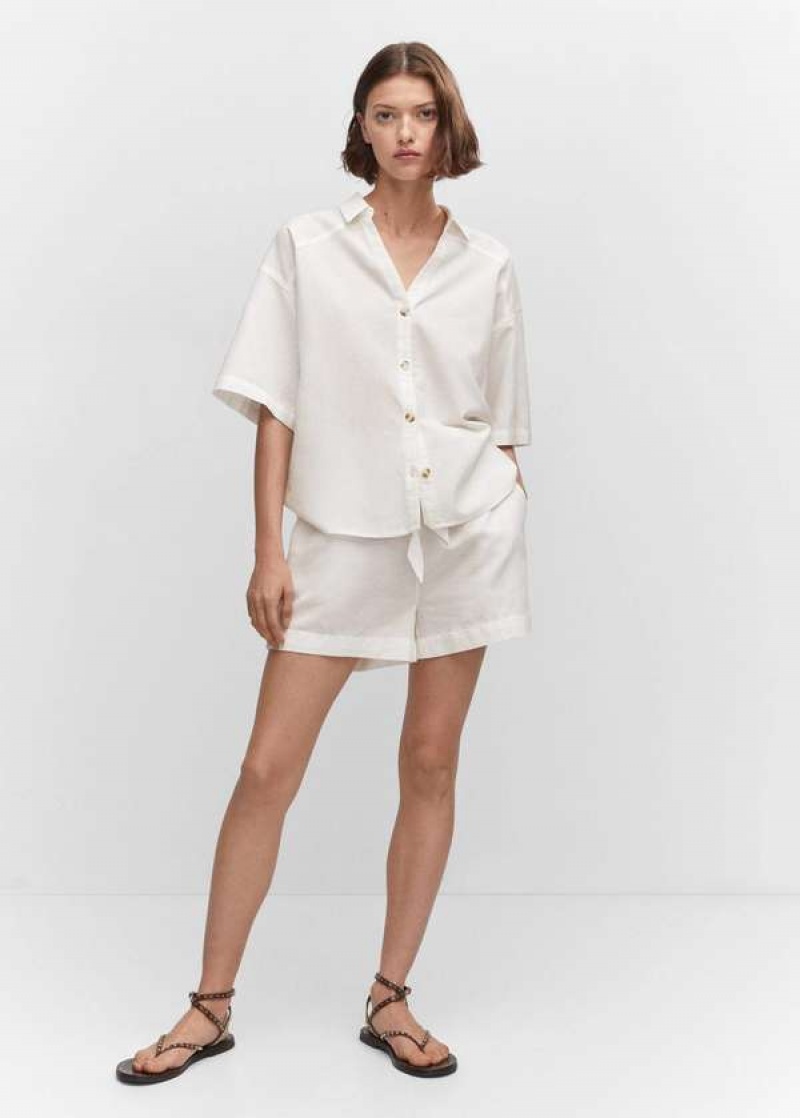 Mango Bavlněné Linen-blend Shirt | MNG-25270