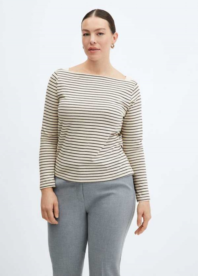 Mango Bavlněné Lodní Neck T-shirt | MNG-25132