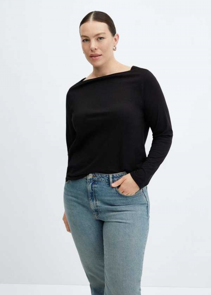 Mango Bavlněné Lodní Neck T-shirt | MNG-25137