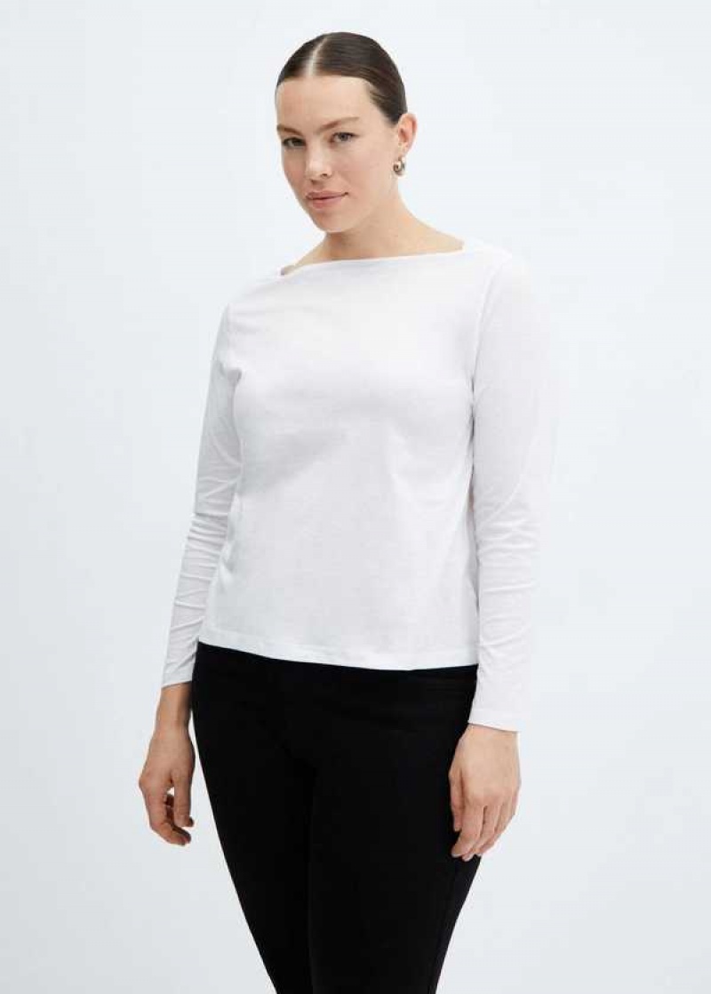 Mango Bavlněné Lodní Neck T-shirt | MNG-25155