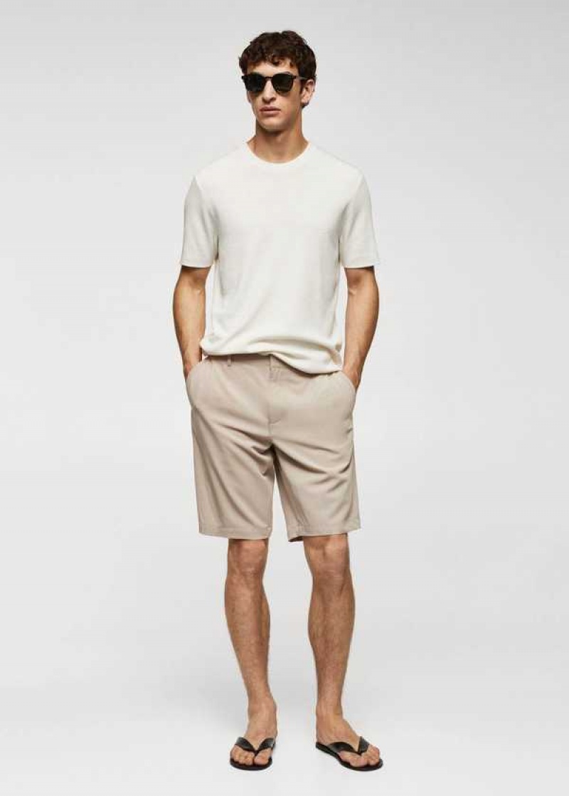 Mango Bavlněné Plisovaný Bermuda Shorts | MNG-22460