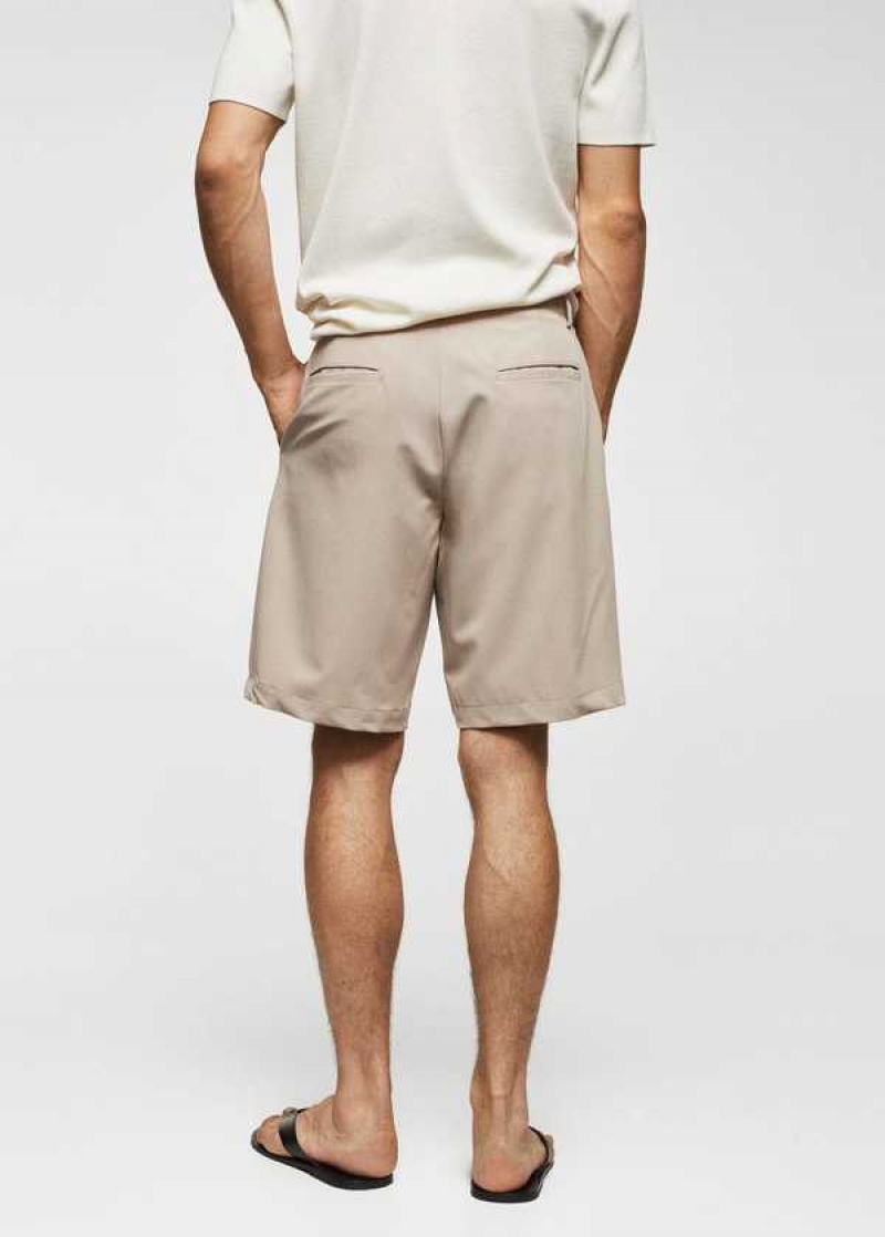 Mango Bavlněné Plisovaný Bermuda Shorts | MNG-22460