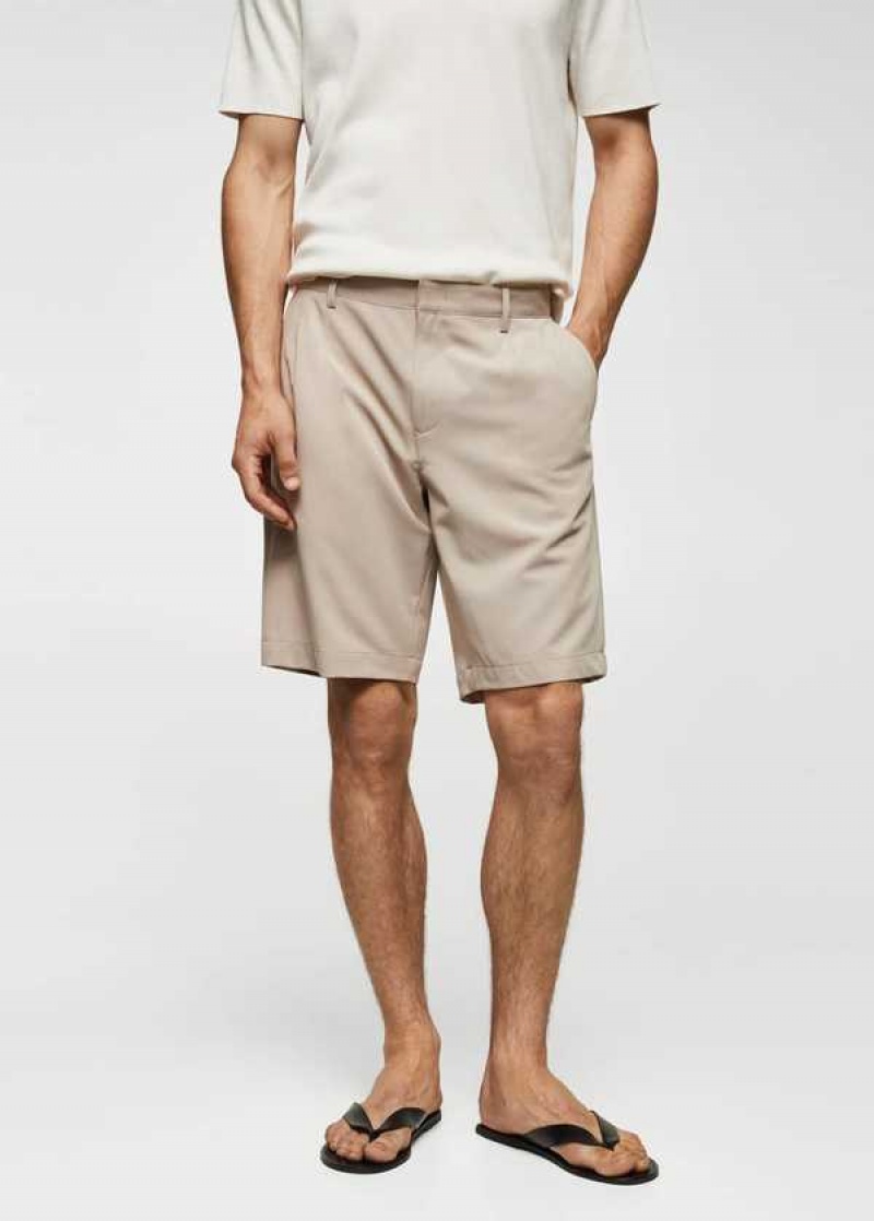 Mango Bavlněné Plisovaný Bermuda Shorts | MNG-22460