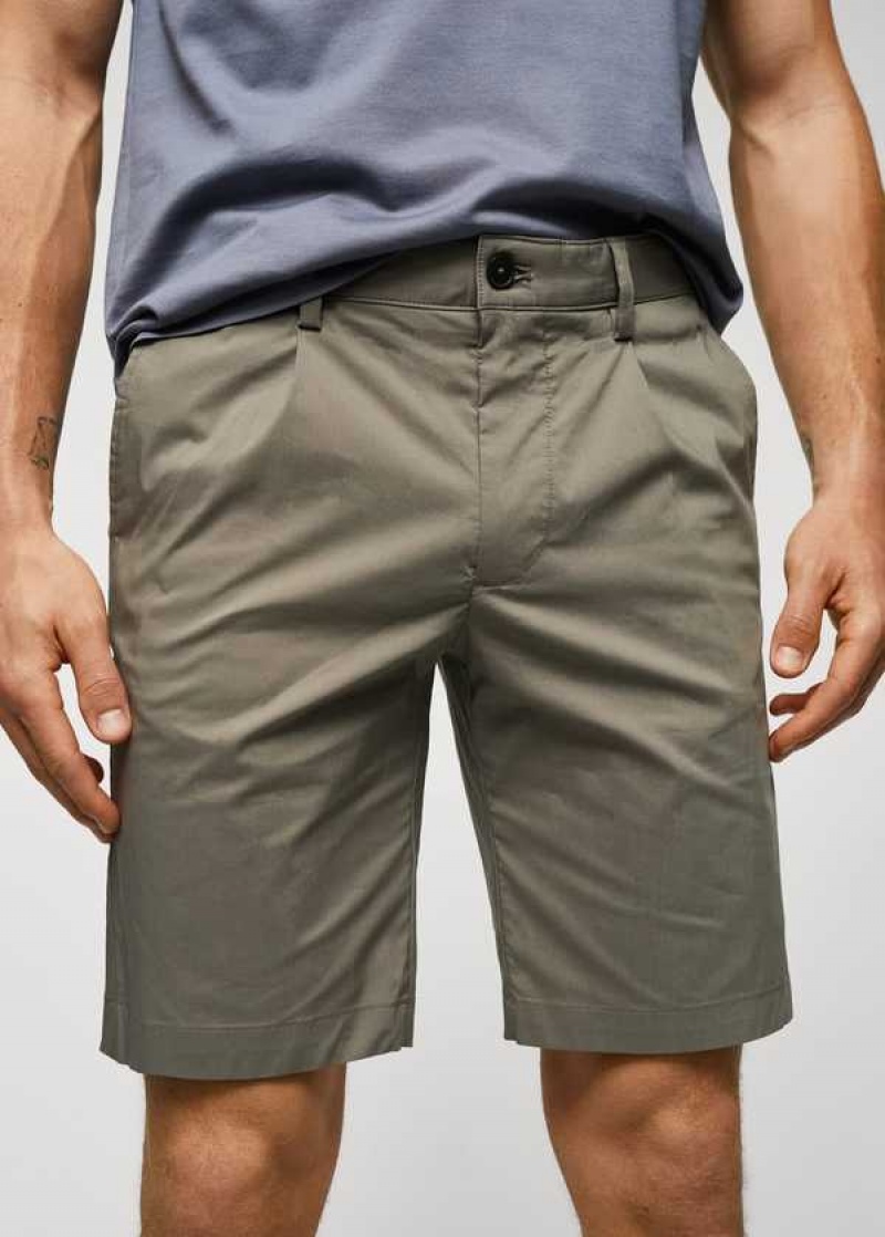 Mango Bavlněné Plisovaný Bermuda Shorts | MNG-22421