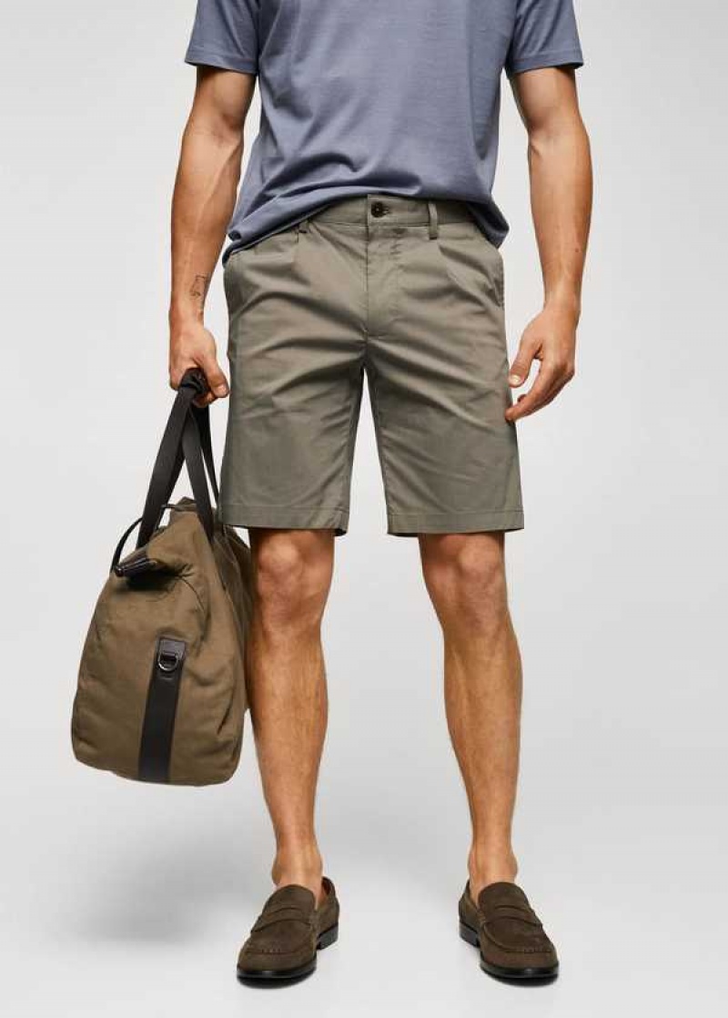 Mango Bavlněné Plisovaný Bermuda Shorts | MNG-22421