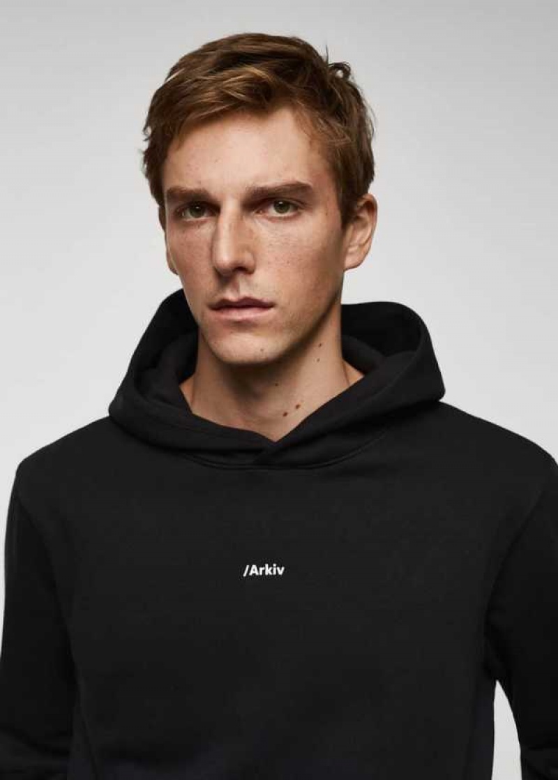 Mango Bavlněné S Kapucí Sweatshirt Text | MNG-21780