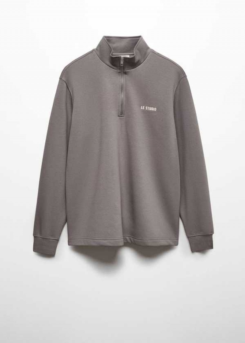 Mango Bavlněné Sweatshirt With Na Zip Neck | MNG-21843