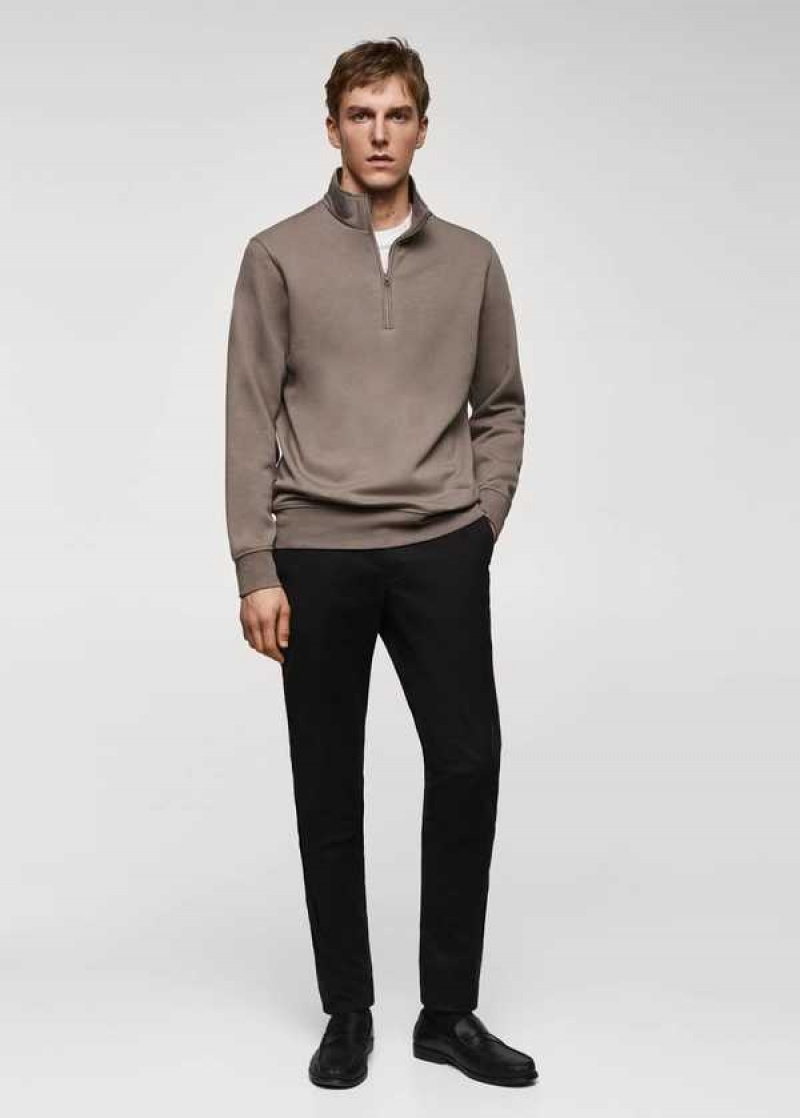 Mango Bavlněné Sweatshirt With Na Zip Neck | MNG-21839