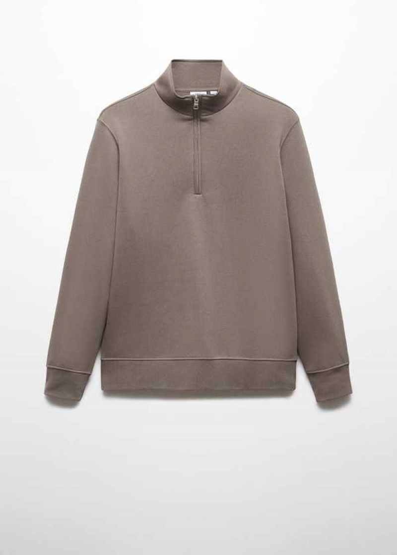 Mango Bavlněné Sweatshirt With Na Zip Neck | MNG-21839