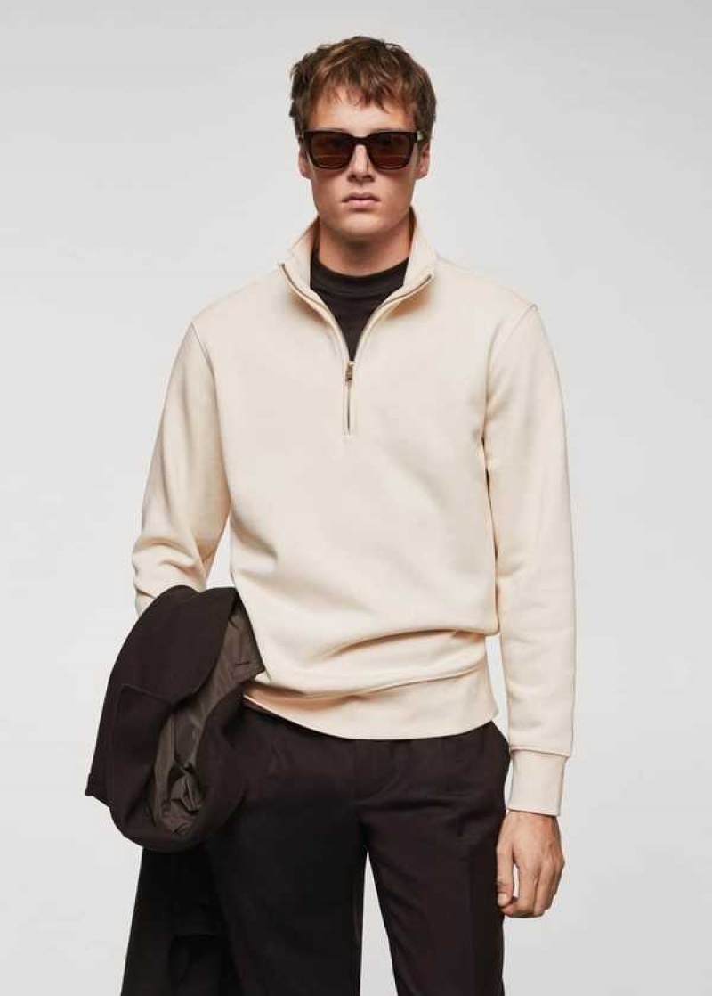 Mango Bavlněné Sweatshirt With Na Zip Neck | MNG-21838