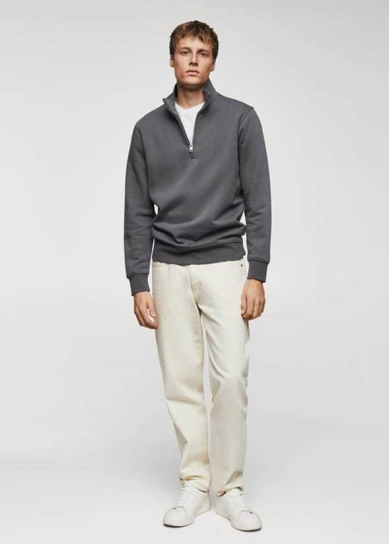 Mango Bavlněné Sweatshirt With Na Zip Neck | MNG-21827