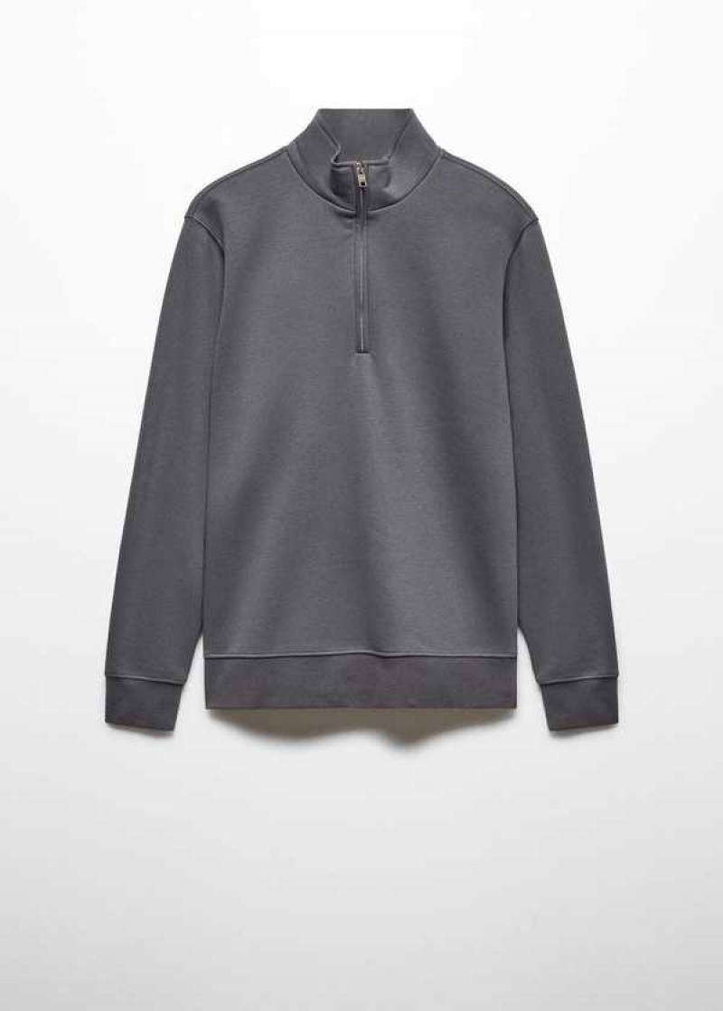 Mango Bavlněné Sweatshirt With Na Zip Neck | MNG-21827