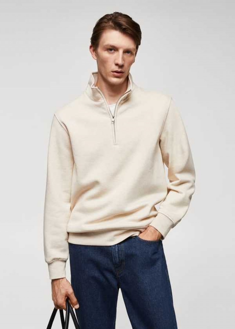 Mango Bavlněné Sweatshirt With Na Zip Neck | MNG-21808