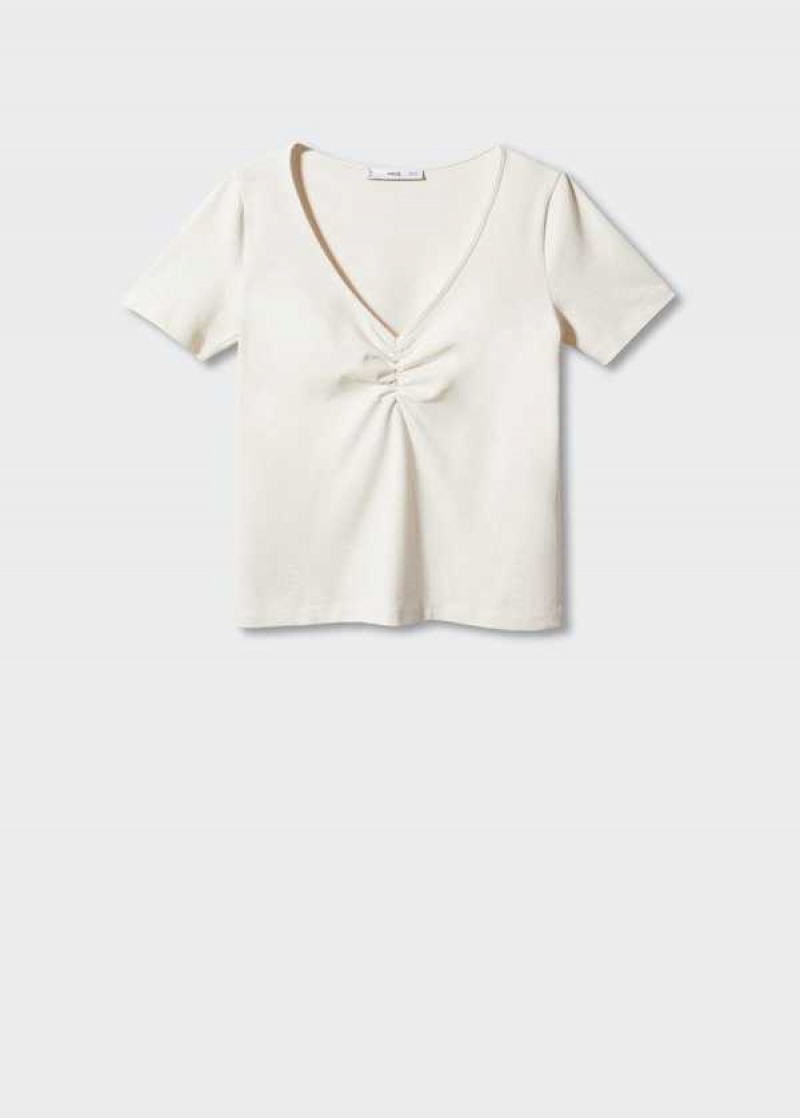 Mango Bavlněné T-shirt With Pucker Detail | MNG-25069