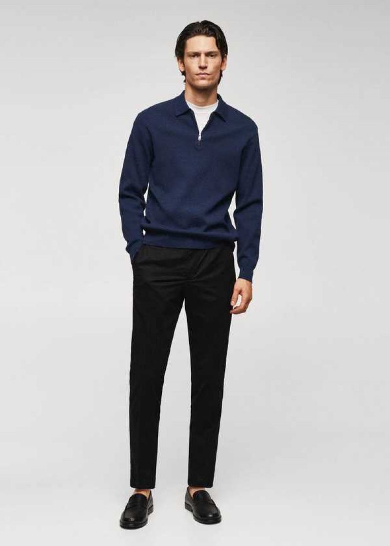 Mango Bavlněné-knit Polo Shirt With Na Zip | MNG-21535