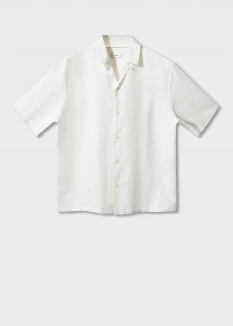 Mango Bavlněné-linen Bowling-collar Shirt | MNG-22057