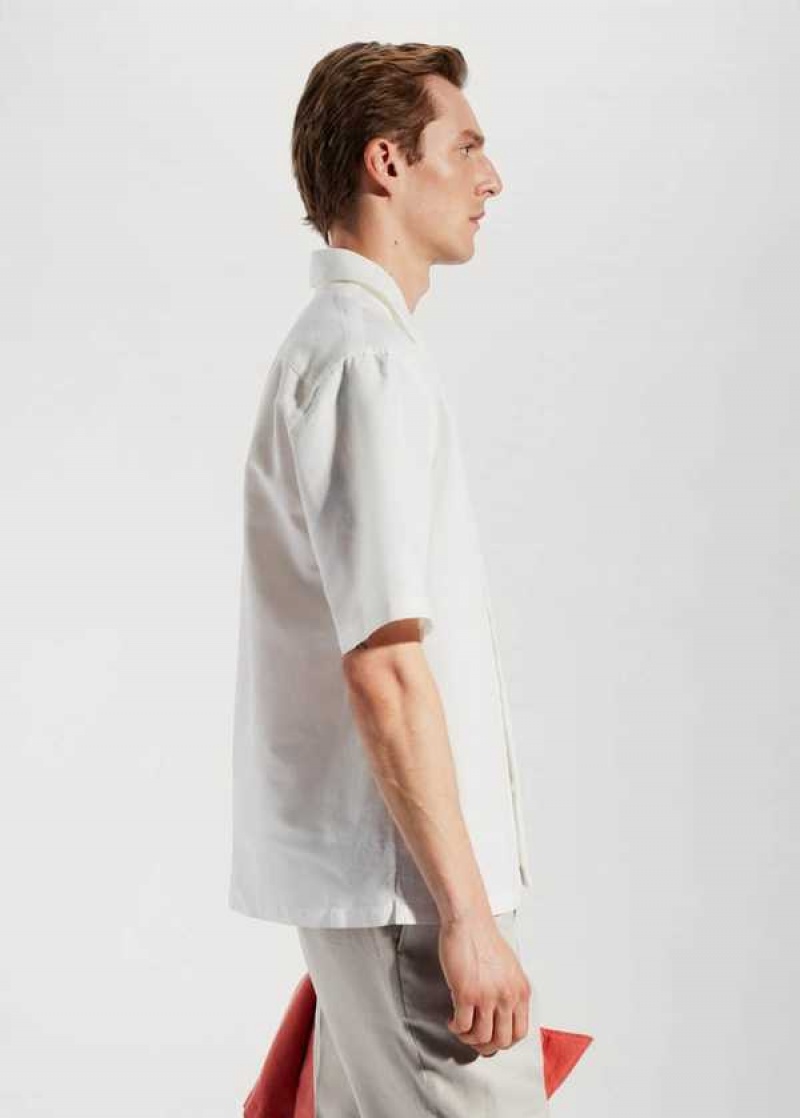 Mango Bavlněné-linen Bowling-collar Shirt | MNG-22057