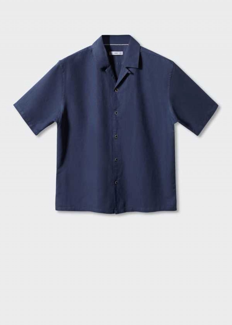 Mango Bavlněné-linen Bowling-collar Shirt | MNG-22018