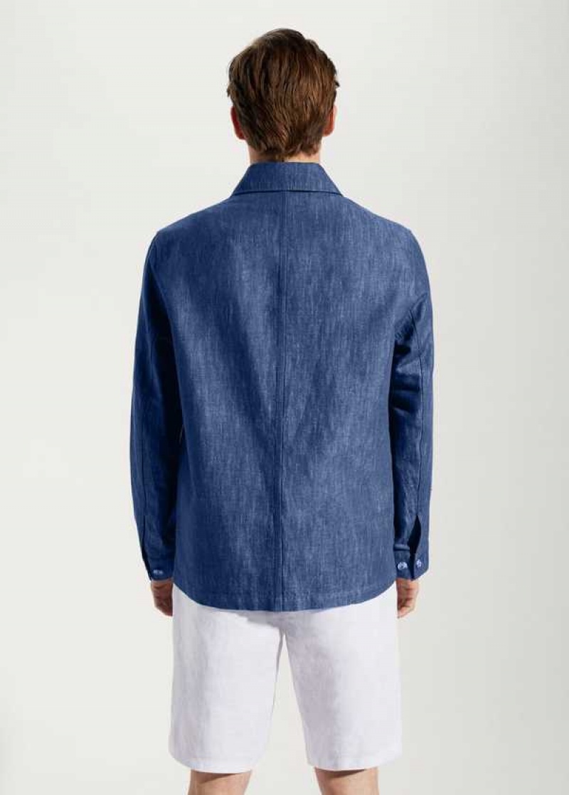 Mango Bavlněné-linen Jacket With Pockets | MNG-22585