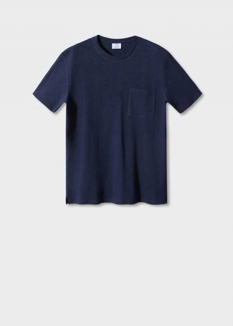 Mango Bavlněné-linen Pocket T-shirt | MNG-21587