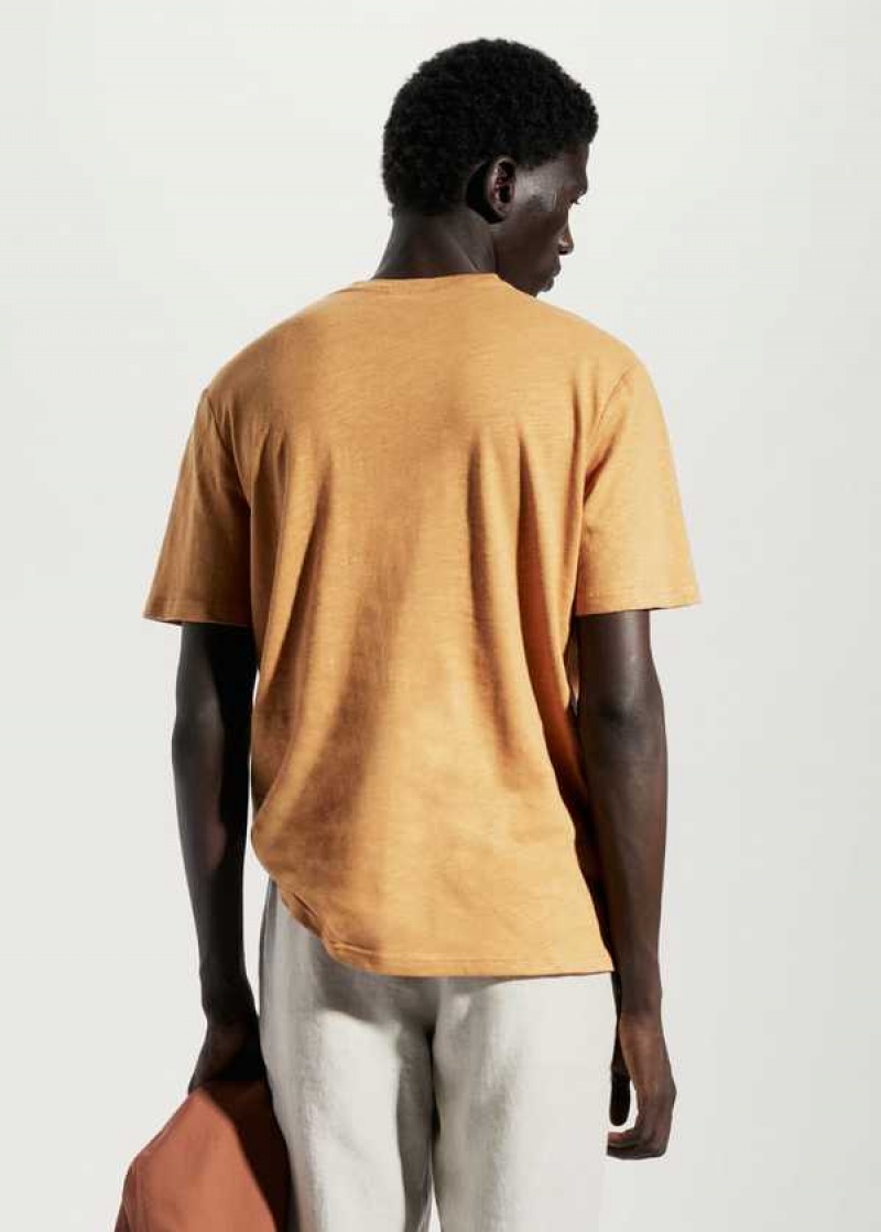 Mango Bavlněné-linen Pocket T-shirt | MNG-21586