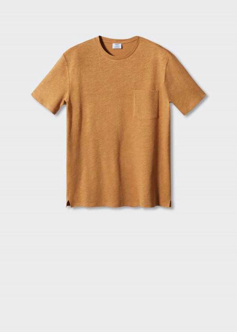 Mango Bavlněné-linen Pocket T-shirt | MNG-21586